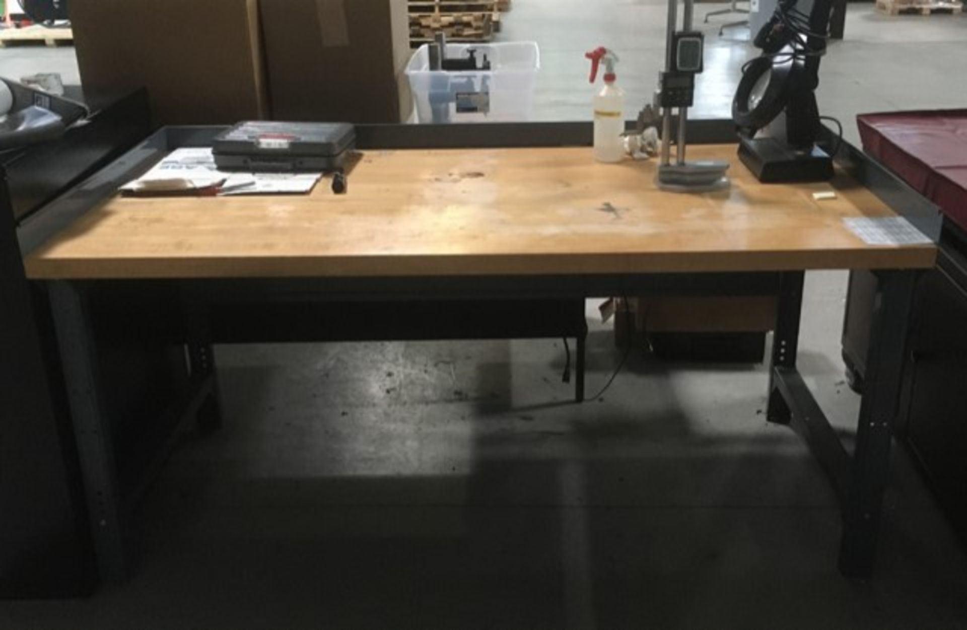 BUTCHER BLOCK TOP WORK BENCH (NO CONTENTS)