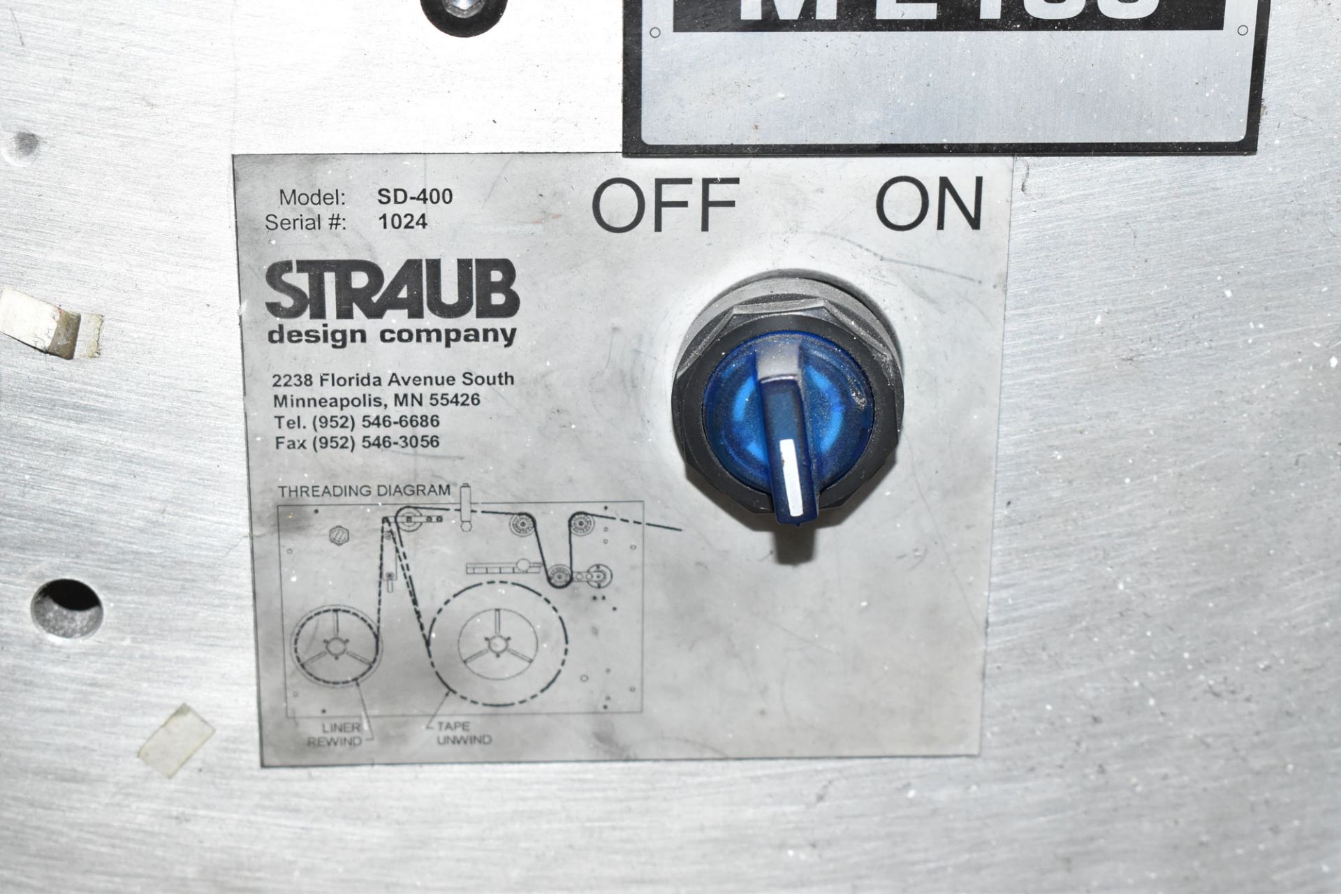 STRAUB ST-400 POWERED TEAR CORD DISPENSER, S/N: N/A [RIGGING FEES FOR LOT #63 - $100 CAD PLUS - Image 3 of 3