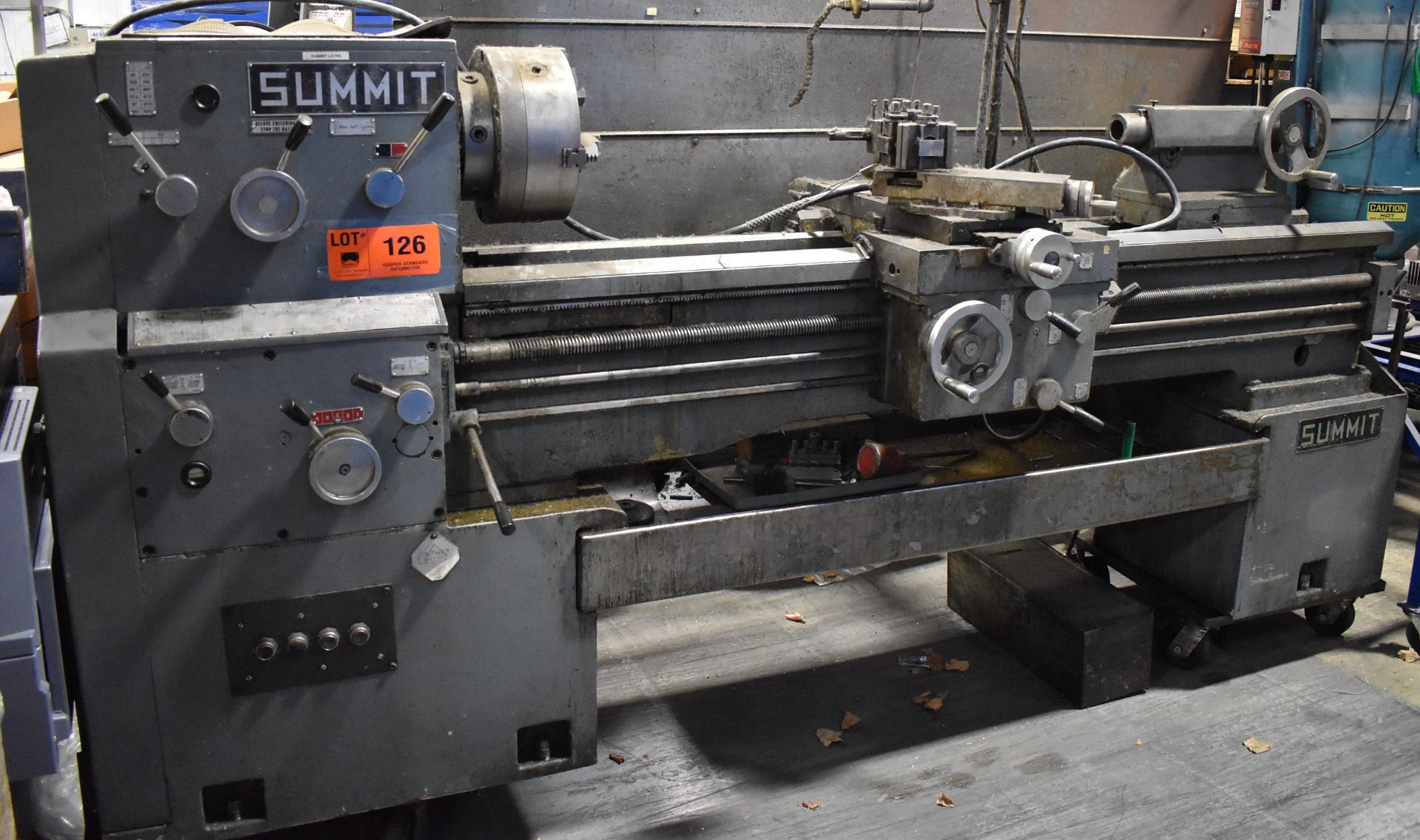 SUMMIT GAP BED ENGINE LATHE WITH 20" SWING OVER BED, 62" BETWEEN CENTERS, SPEEDS TO 1500 RPM, 12"