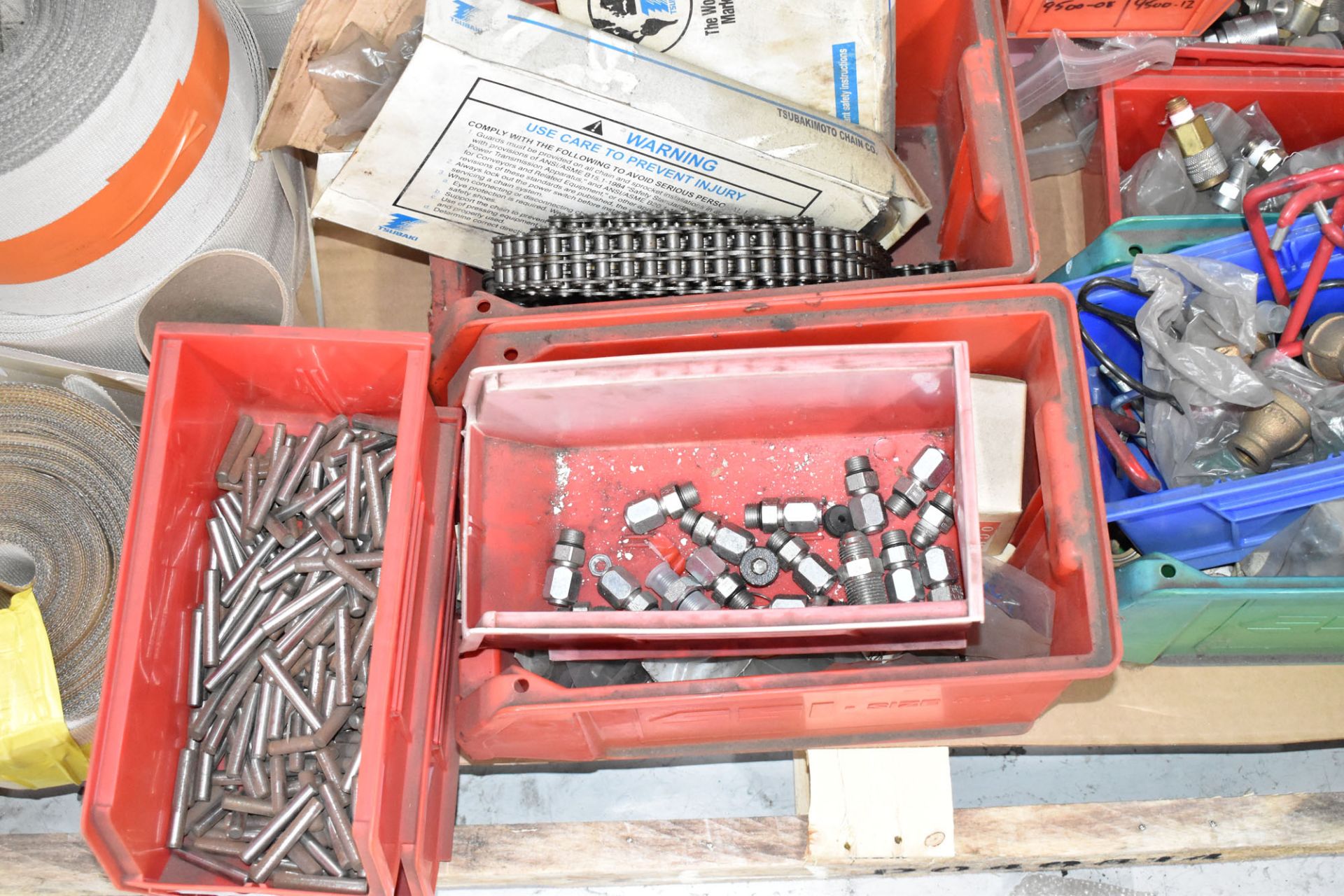 LOT/ PALLET WITH CONTENTS CONSISTING OF BELTS, CHAIN, FITTINGS, AND EXTRUDER LINE COMPONENTS [ - Image 3 of 4