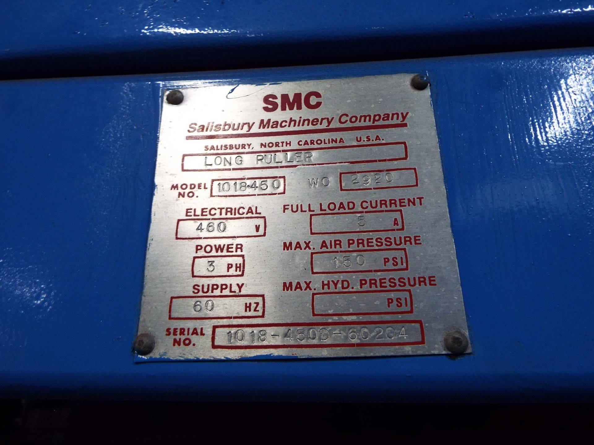 SMC 1018-450 LONG PULLER WITH 150PSI MAX. AIR PRESSURE, S/N: 1018-450D-60204 (CI) - Image 7 of 7