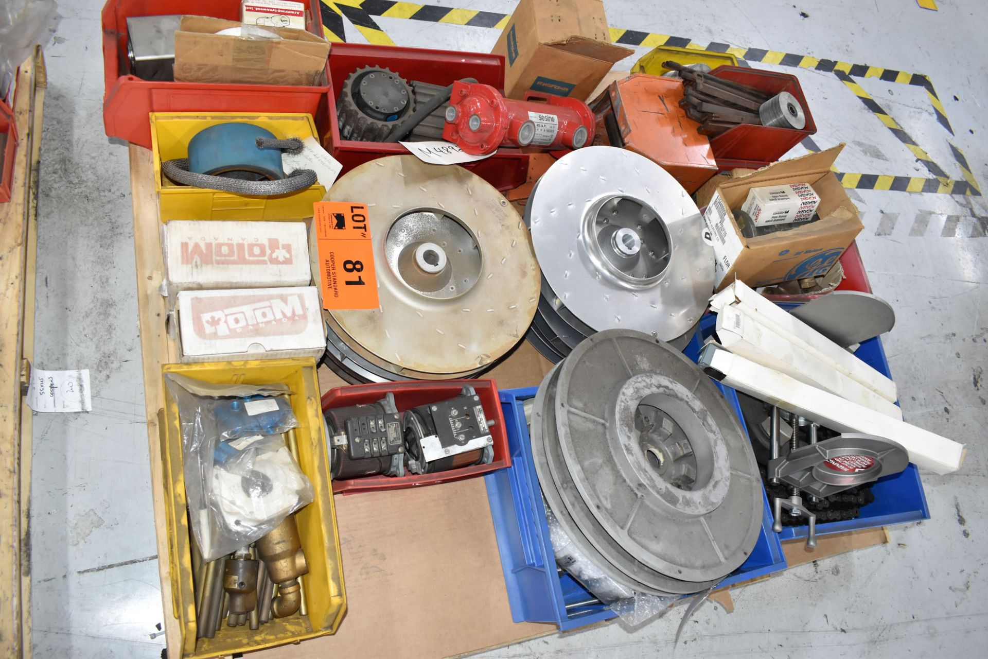 LOT/ PALLET WITH CONTENTS CONSISTING OF REELS, CHAIN, AND EXTRUDER LINE COMPONENTS [RIGGING FEES FOR