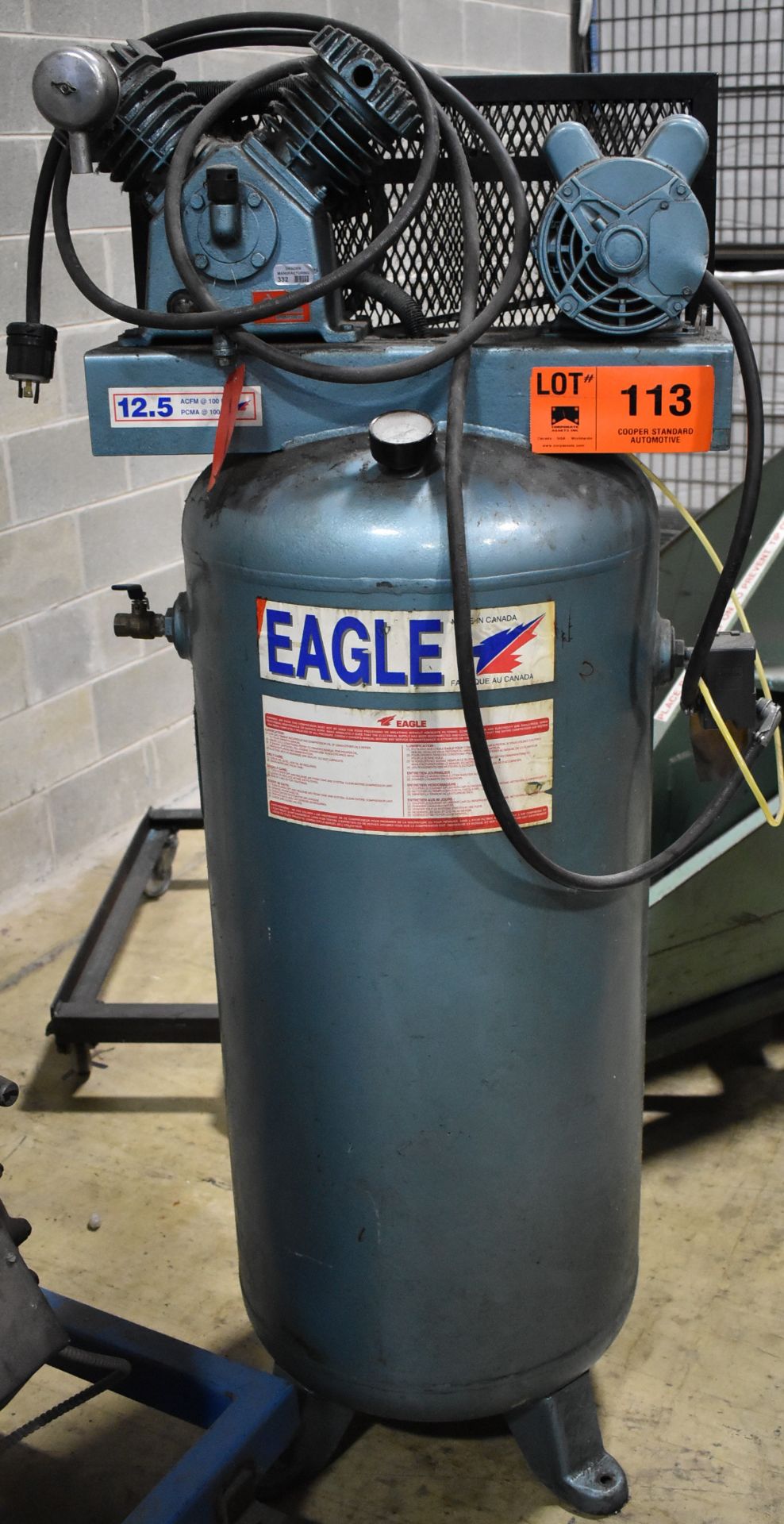 EAGLE 5 HP VERTICAL TANK PISTON-TYPE COMPRESSOR (LOCATED IN BRAMPTON, ON) [RIGGING FEES FOR LOT #113