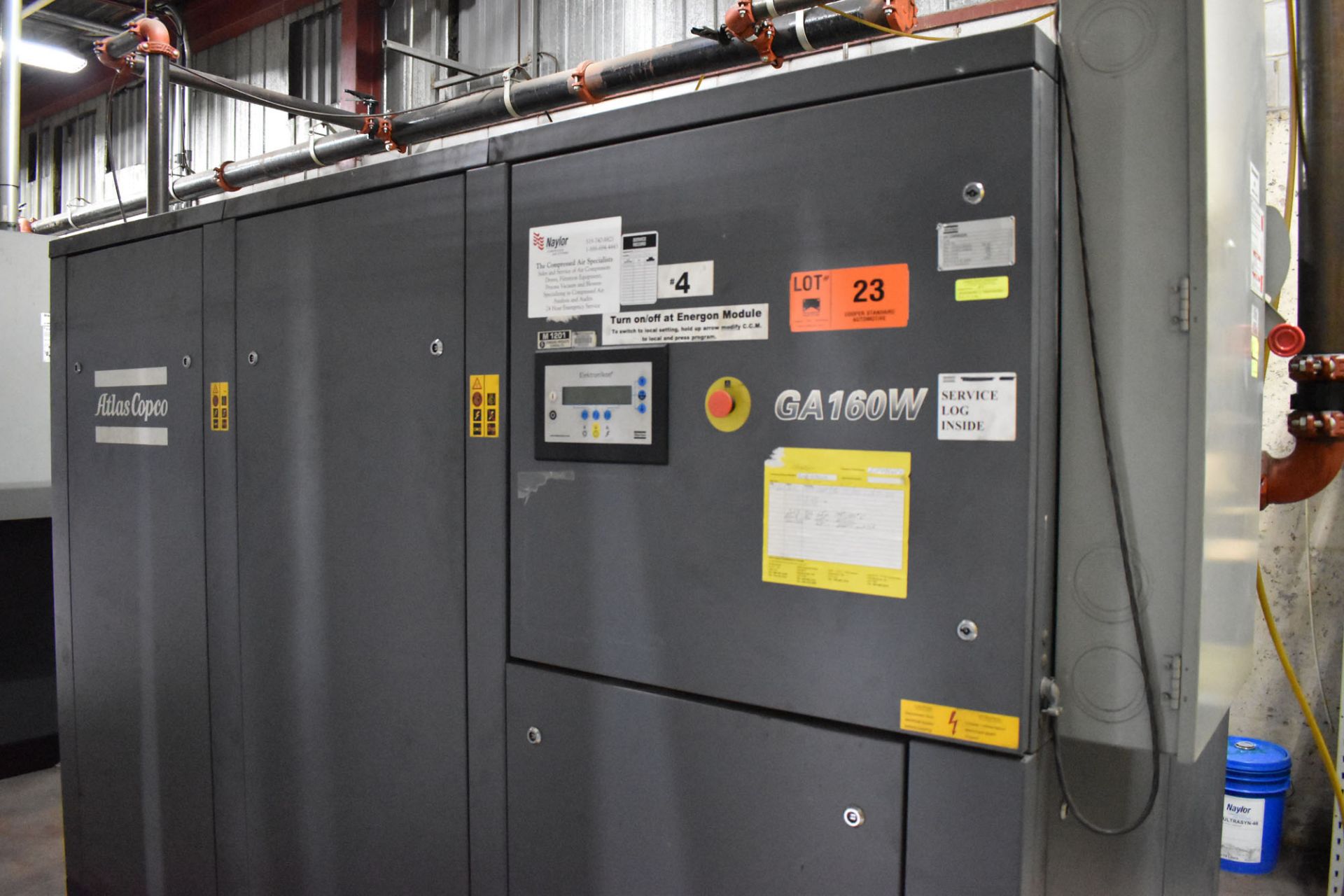 ATLAS COPCO GA160W 200 HP ROTARY SCREW AIR COMPRESSOR WITH APPROX. 37,721HOURS (RECORDED ON