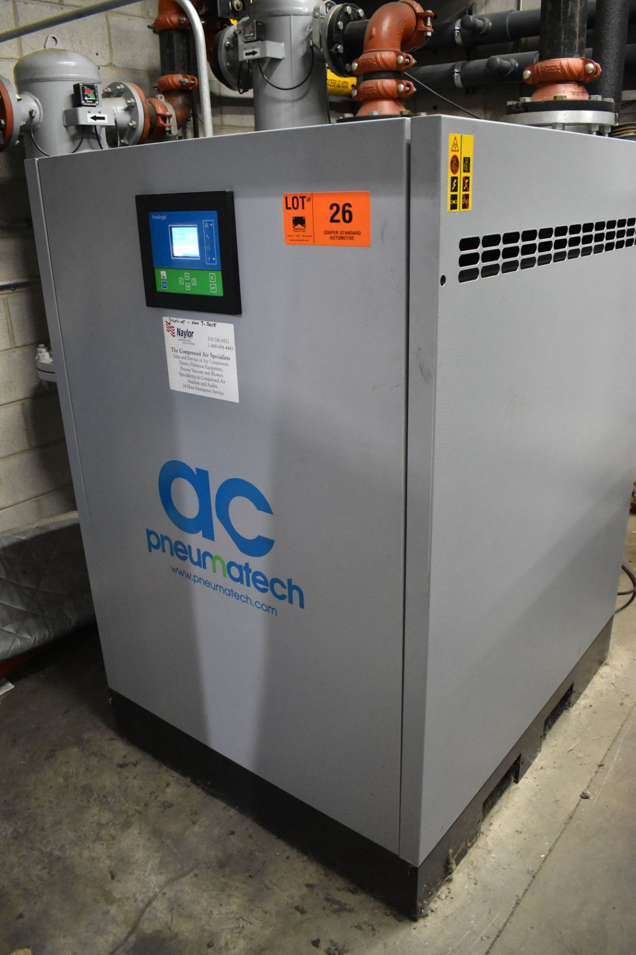 PNEUMATECH (2015) AC2100 REFRIGERATED AIR DRYER WITH PNEUMATECH IN-LINE AIR FILTER, S/N: