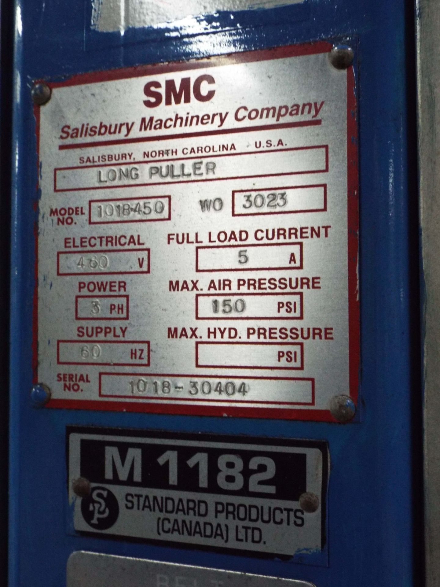 SMC 1018-450 LONG PULLER WITH 150PSI MAX. AIR PRESSURE, S/N: 1018-30404 (CI) - Image 7 of 9