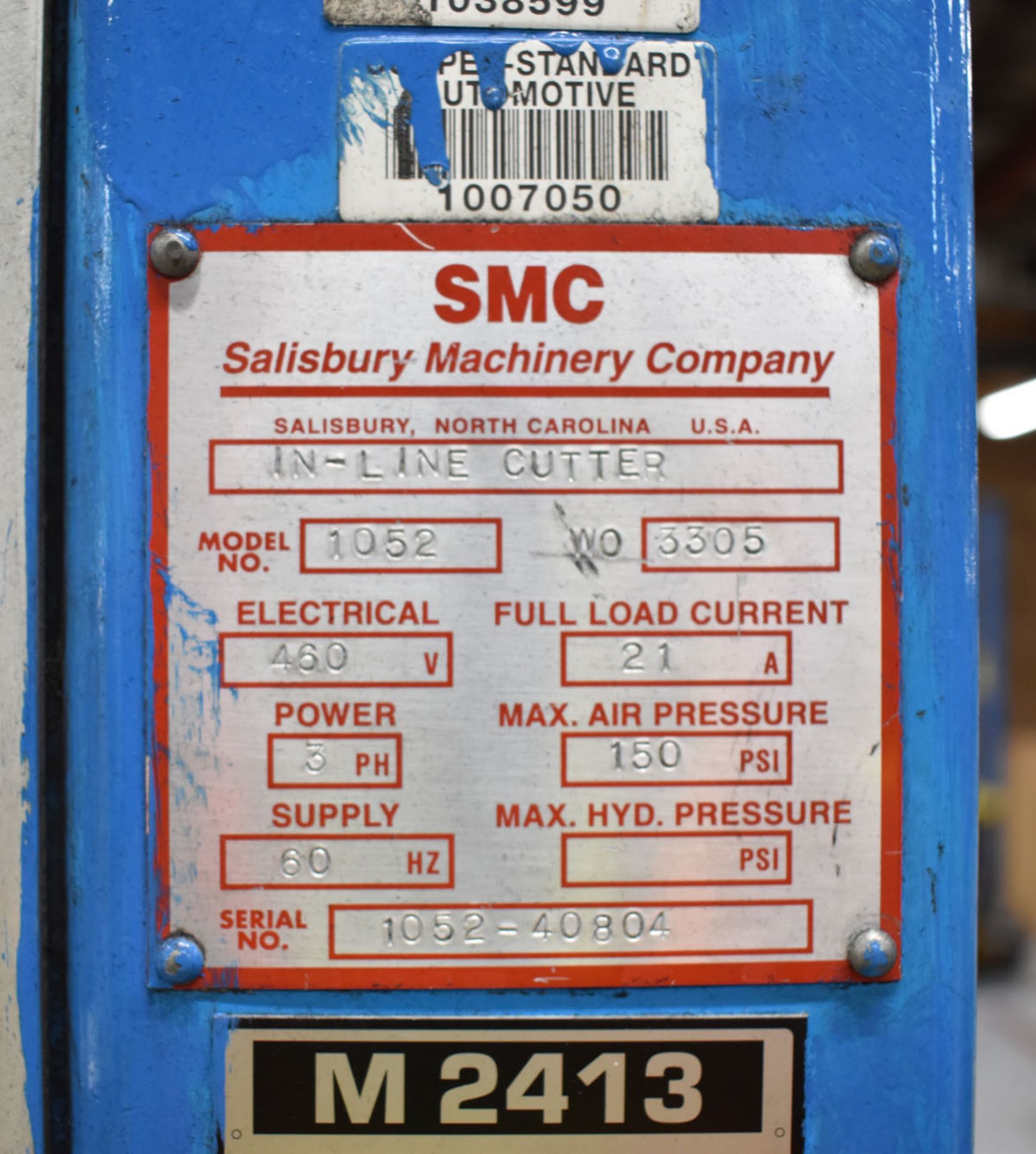 SMC MODEL 1052 IN-LINE CUTTER MACHINE WITH APPROX. 40FPM FEED RATE, S/N: 1052-40804 (CI) [RIGGING - Image 8 of 8