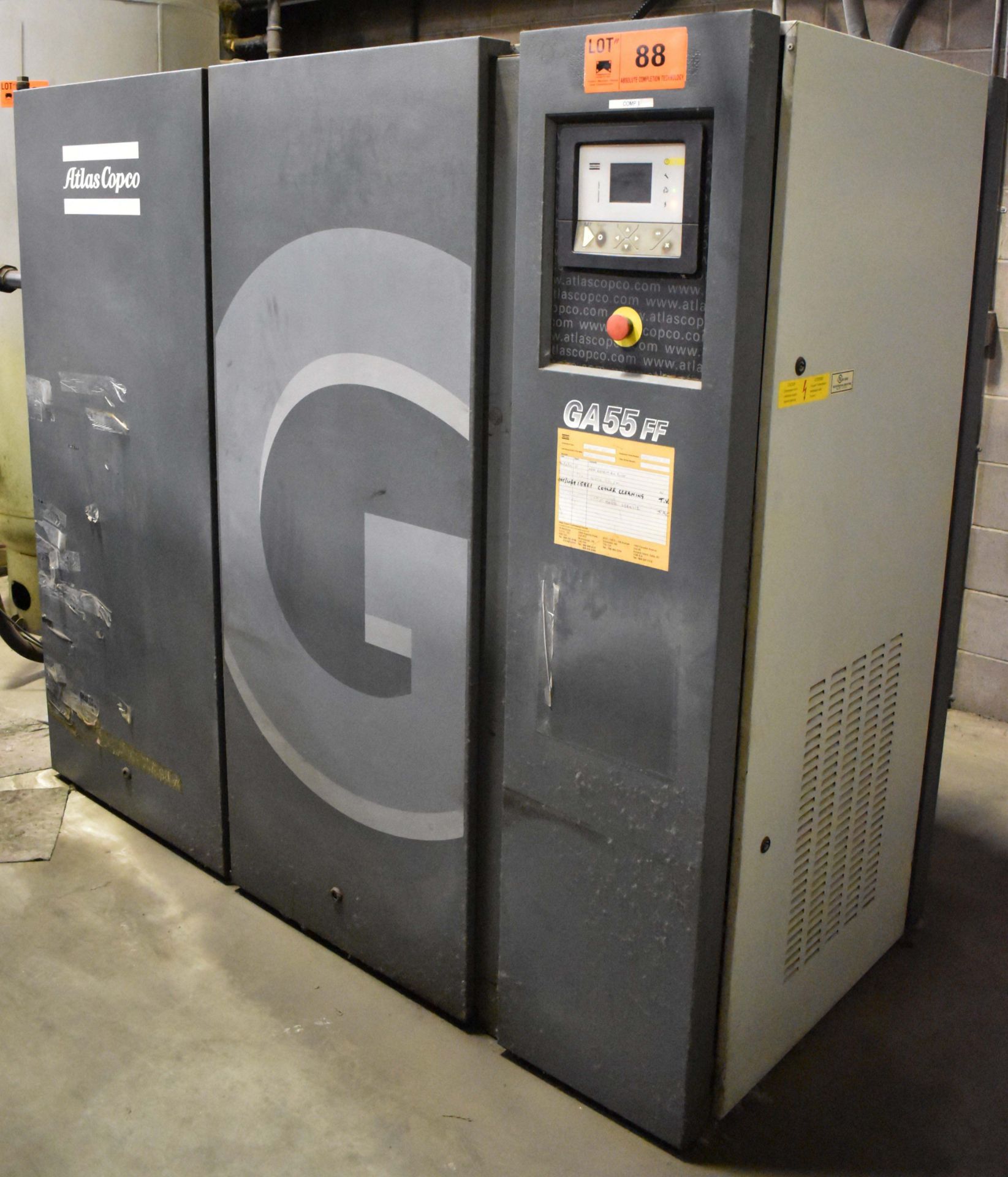 ATLAS COPCO (2011) GA55 FF ROTARY SCREW AIR COMPRESSOR WITH 75 HP, 33,641 RUNNING HRS, 8005 LOADED