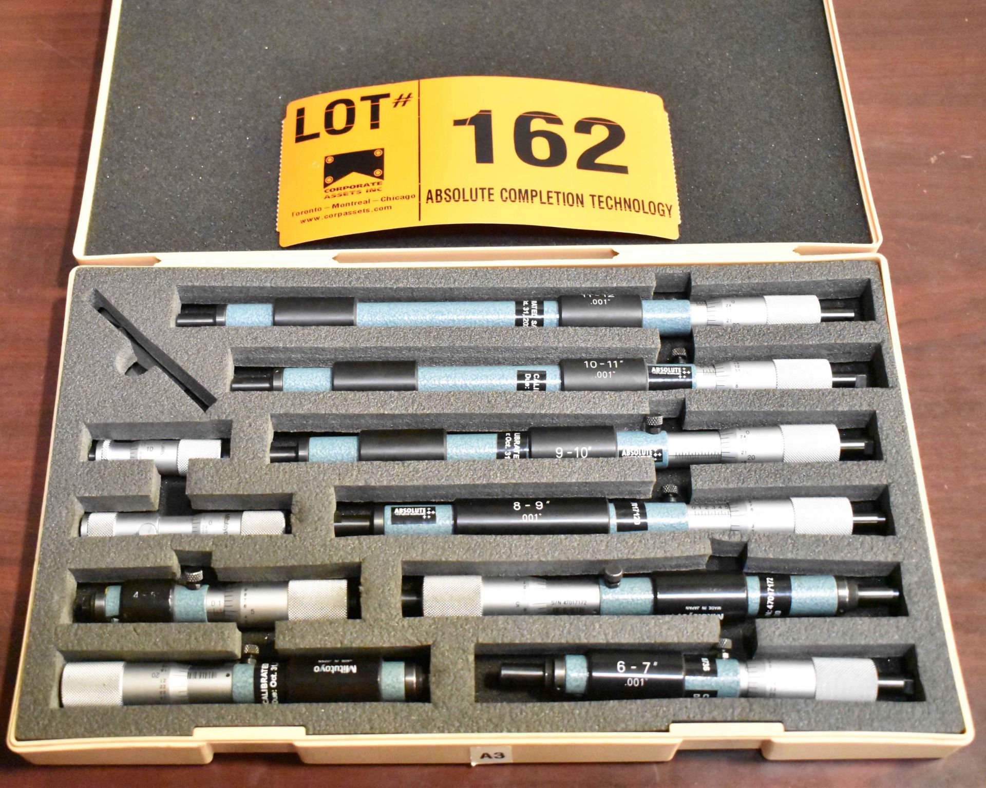 MITUTOYO 2"-12" TUBULAR INSIDE MICROMETER SET [RIGGING FEES FOR LOT #162 - $10 USD PLUS APPLICABLE