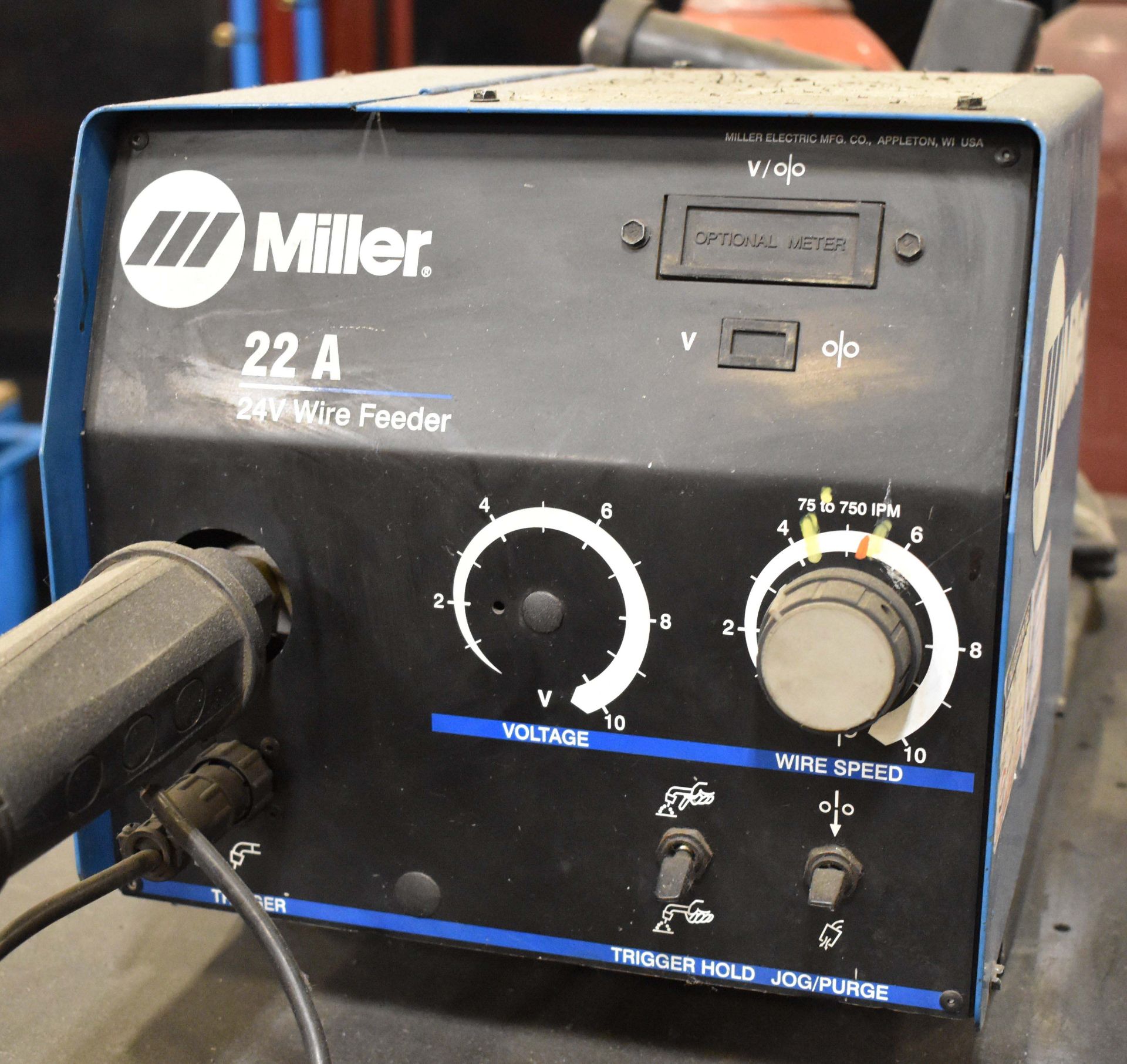 MILLER XMT 350 MIG WELDER WITH MILLER 22A WIRE FEEDER, CABLES & GUN, S/N: N/A [RIGGING FEES FOR - Image 3 of 3