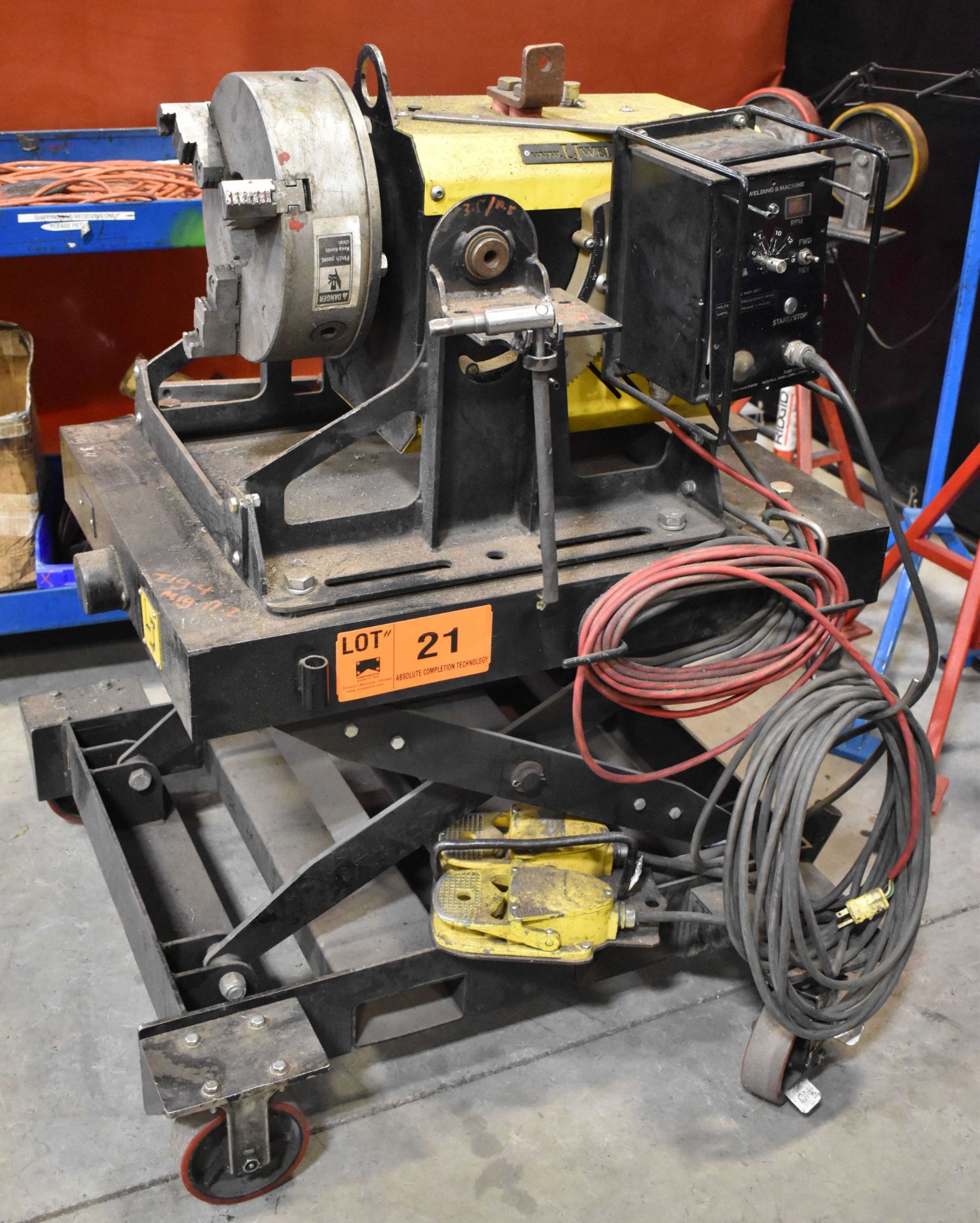 LJ WELDING & MACHINE (2011) MODEL 12P ADJUSTABLE WELDING POSITIONER WITH 12" 3 JAW CHUCK, 90 DEG.