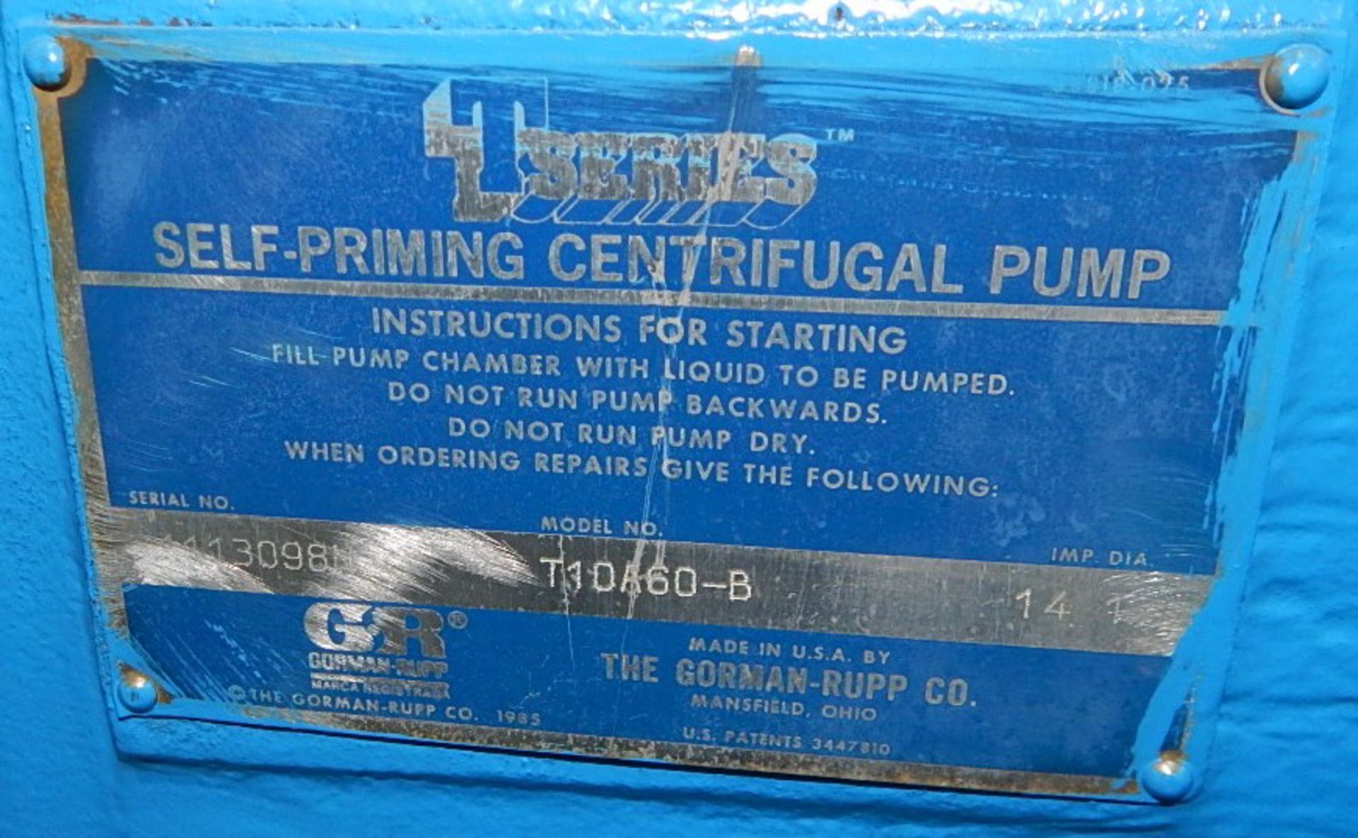 GORMAN-RUPP T10A60-B SELF-PRIMING CENTRIFUGAL PUMP WITH 10" SUCTION & 14.25" DISCHARGE, S/N: N/A ( - Image 4 of 4