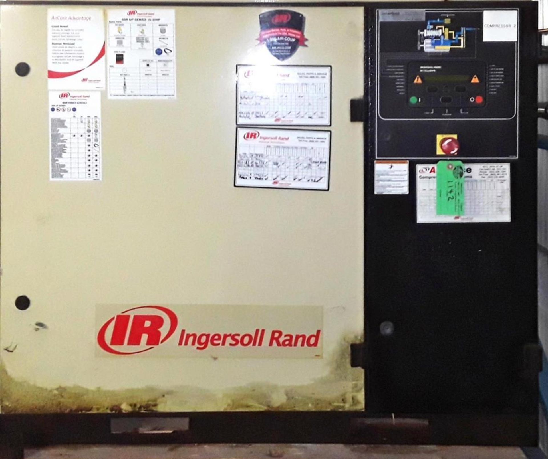 INGERSOLL-RAND SSR UP6-15-125 ROTARY SCREW AIR COMPRESSOR WITH 15 HP, 90 PSI, 65 CFM, S/N:
