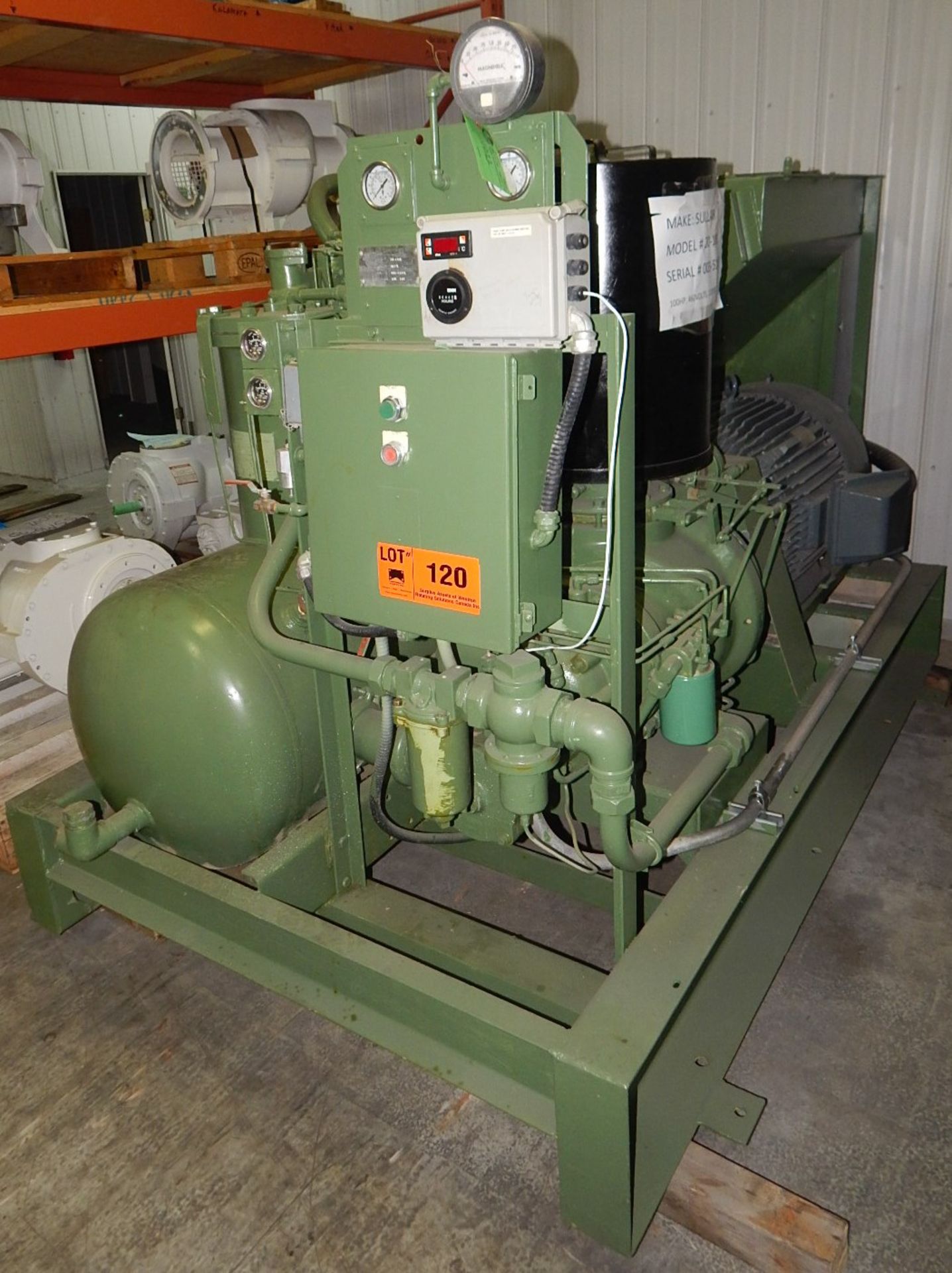 SULLAIR 20-100L ROTARY SCREW AIR COMPRESSOR WITH 100 HP, 100/110 PSI, 6443 HRS (RECORDED AT TIME