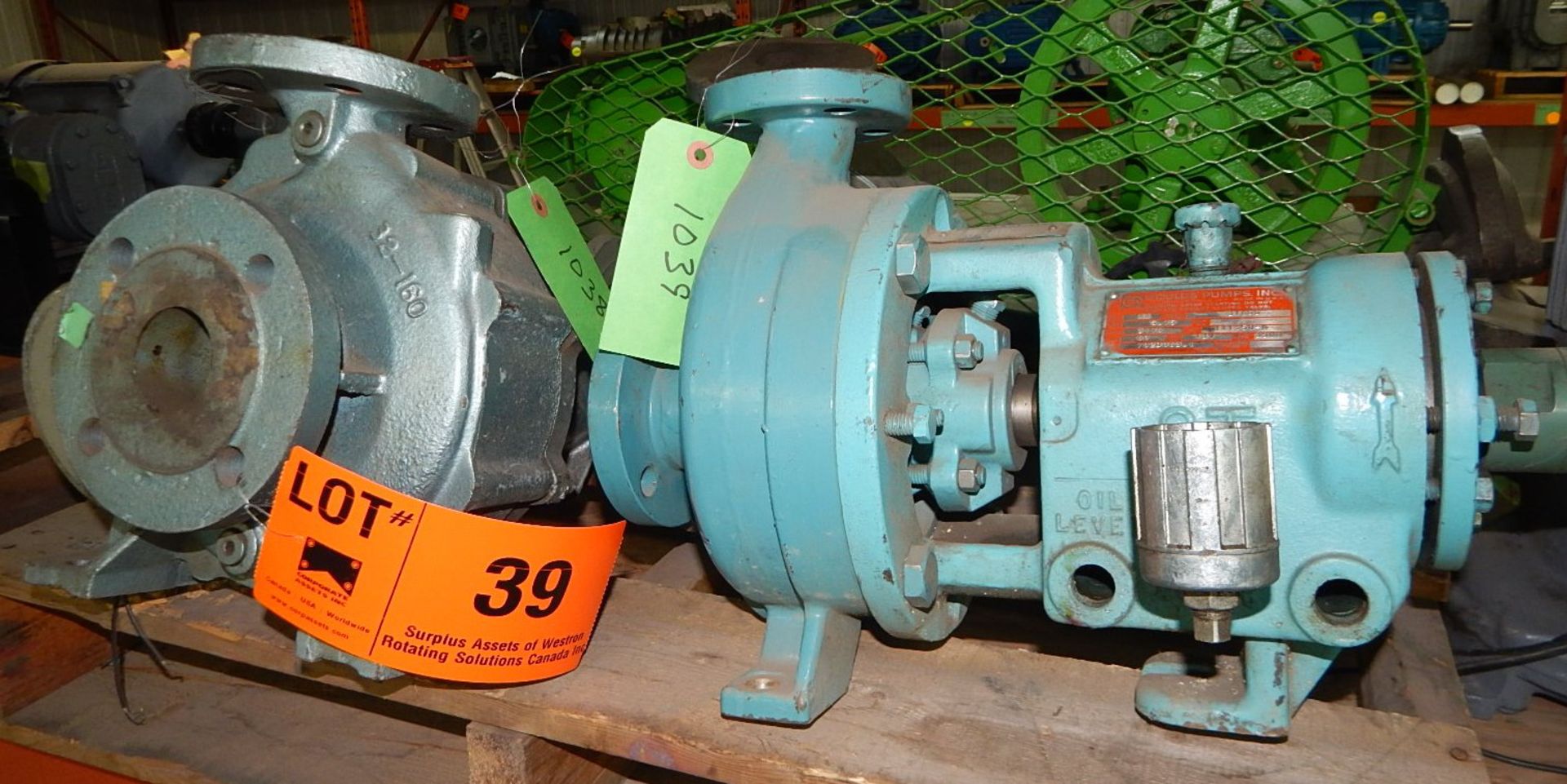 LOT/ SPARE PUMPS (CI) [SKU 1037, 1038, 1039] (LOCATED IN DIDSBURY, AB) [RIGGING FEE FOR LOT #39 - $