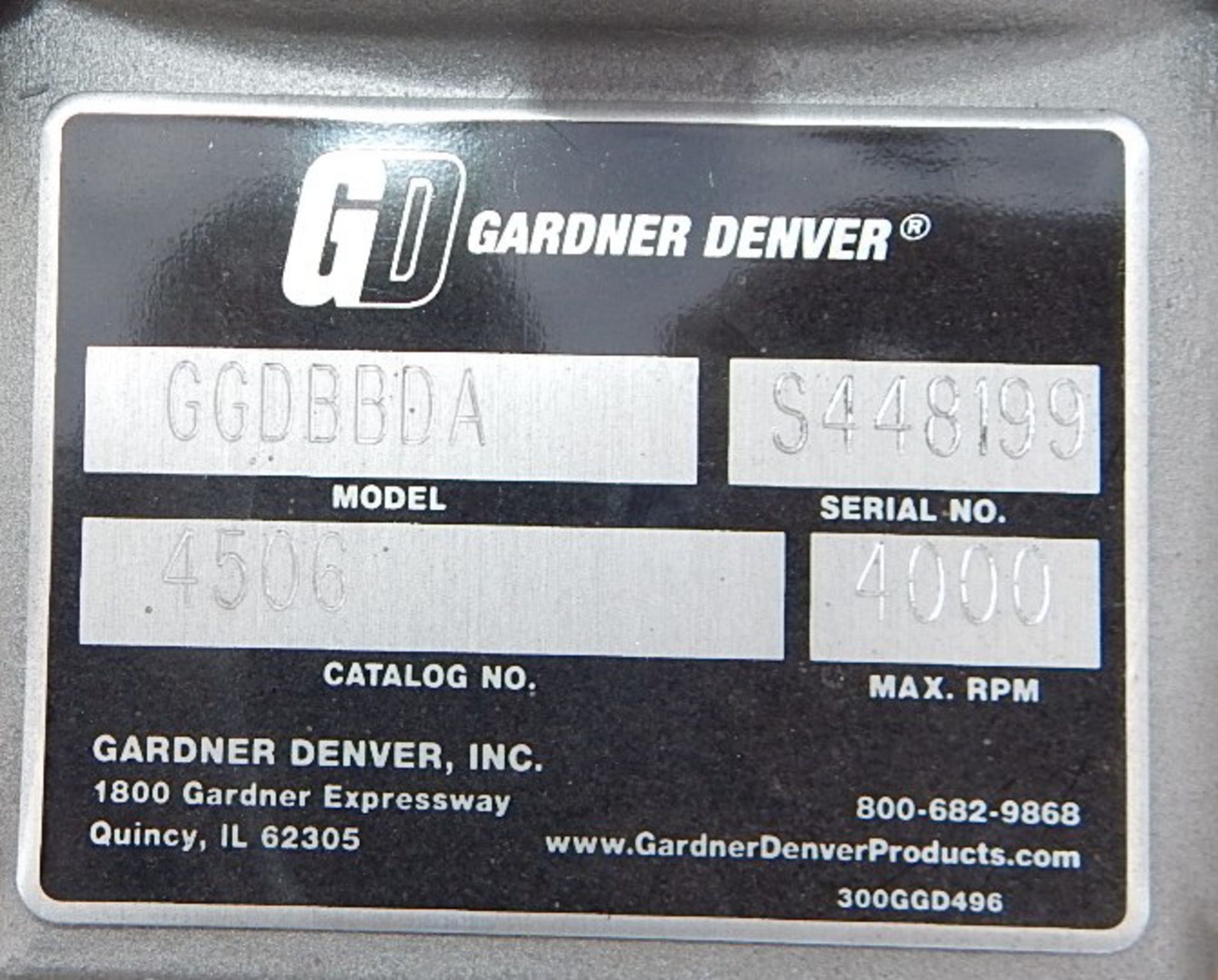 GARDNER DENVER GGDADDA DUROFLOW INDUSTRIAL 45 SERIES BLOWER WITH 4000 MAX. RPM, S/N: S448199 (CI) ( - Image 5 of 5