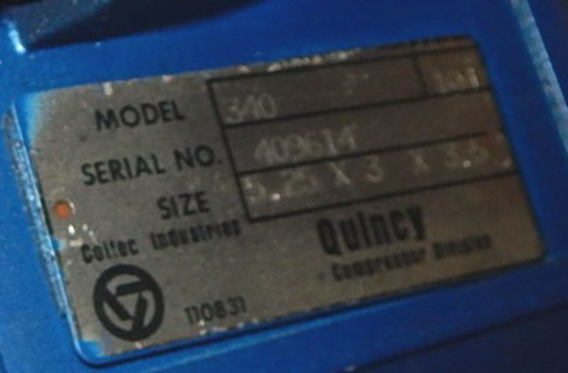 QUINCY (REBUILT 2009) MODEL 340 COMPRESSOR PUMP, S/N: N/A [SKU 1042] (CI) (LOCATED IN DIDSBURY, - Image 4 of 5