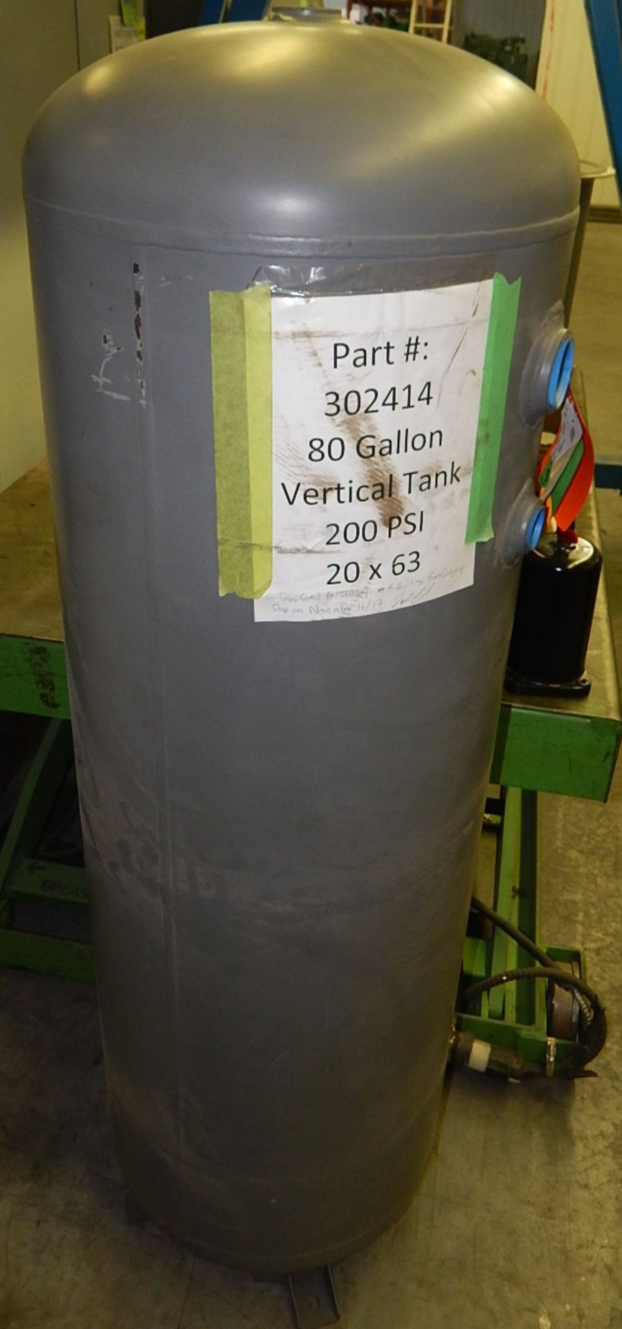 80 GAL. VERTICAL RECEIVER TANK WITH 200 MAX. PSI (CI) [SKU 1390] (LOCATED IN DIDSBURY, AB) [ - Image 2 of 2