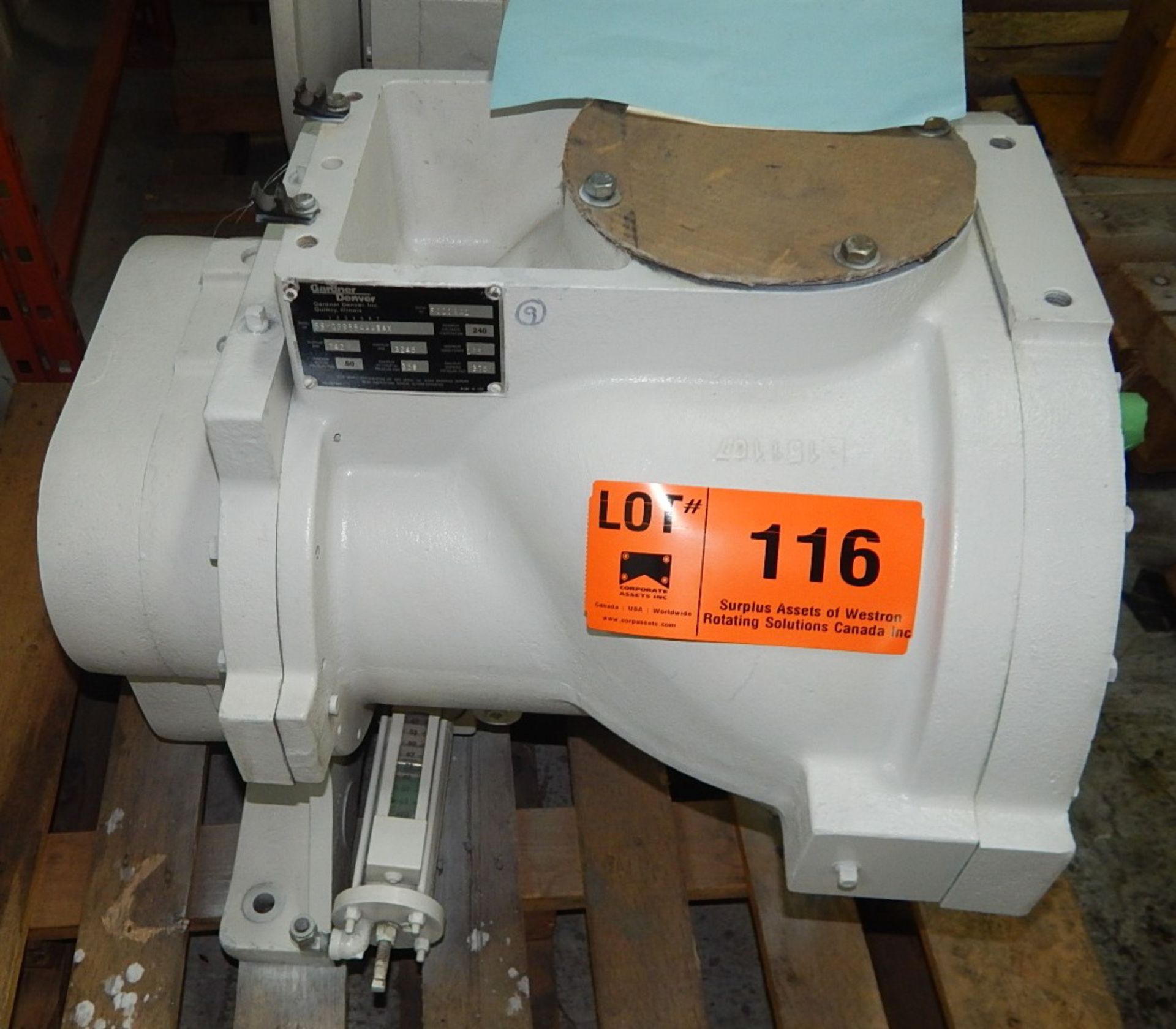 GARDNER DENVER SSMG99D GAS COMPRESSOR BLOWER (CI) [SKU 1340] (LOCATED IN DIDSBURY, AB) [RIGGING