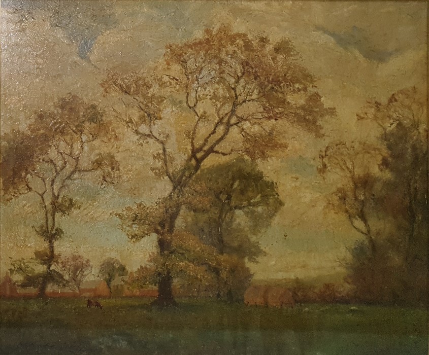 Walter Pemberton  Oil on canvas Oak tree in field, signed lower left