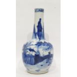 Chinese porcelain vase, ball and shaft shape, underglaze blue painted with figures and bridges in