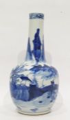 Chinese porcelain vase, ball and shaft shape, underglaze blue painted with figures and bridges in