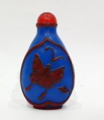 Chinese snuff bottle, the blue ground decorated with red butterfly