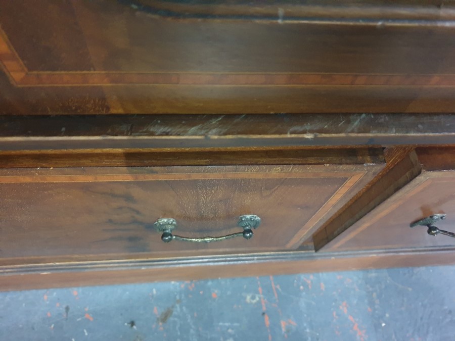 Late 19th/early 20th century mahogany inlaid wardrobe, the dome top with ogee moulded pediment, - Image 4 of 7