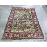 Eastern-style rug, the cream ground central field with Tree of Life decoration featuring various