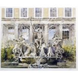 B A Crosby Limited edition print  "Neptunes Fountain, Cheltenham", signed and numbered 28/450,