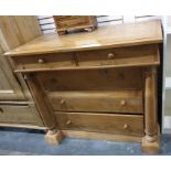 20th century chest of two short over three long drawers with turned column pilasters, 110 x 96cm