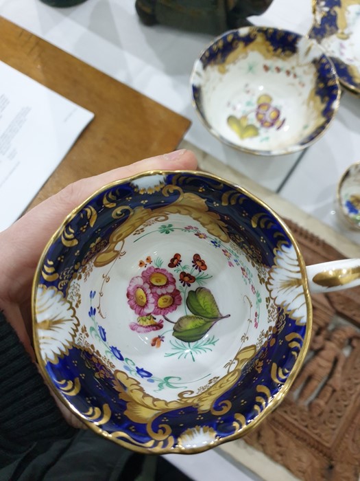 Early Victorian porcelain part tea and coffee service, probably Coalbrookdale of rococo style with - Image 10 of 34