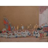 Unattributed  Watercolour drawing  "A Hindoo Procession", 16cm x 20cm  Condition Reportslight