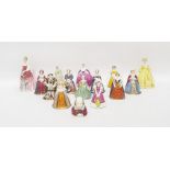 Set of seven Royal Worcester porcelain miniature figures, Henry VIII and his six wives, similar