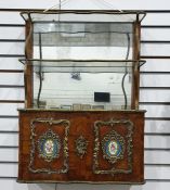 Continental, possibly French, wall-hanging mirror-back kingwood and ormolu cabinet with three