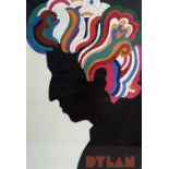 Large Pop Art style colour print “Dylan” and marked “Milton Glaser” (designer), circa 1966 (ARR)