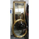 Bevel edged circular gilt framed mirror and a bevel edged dressing mirror within a gilt frame and