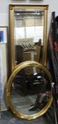 Bevel edged circular gilt framed mirror and a bevel edged dressing mirror within a gilt frame and