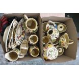 Two boxes of H J Wood Indian Tree decorated porcelain to include jugs, vases, baskets, mugs, etc