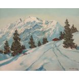 M Strasky (20th century) Oil on canvas  Alpine scene, signed lower right, 50cm x 65cm (framed)