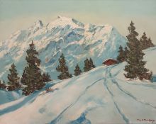 M Strasky (20th century) Oil on canvas  Alpine scene, signed lower right, 50cm x 65cm (framed)