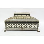 19th century Anglo Indian bone and ivory Vizagapatam workbox, intricately parquetry inlaid, the