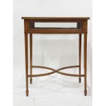 19th century mahogany and banded inlaid five glass bijouterie table, the rectangular top opening
