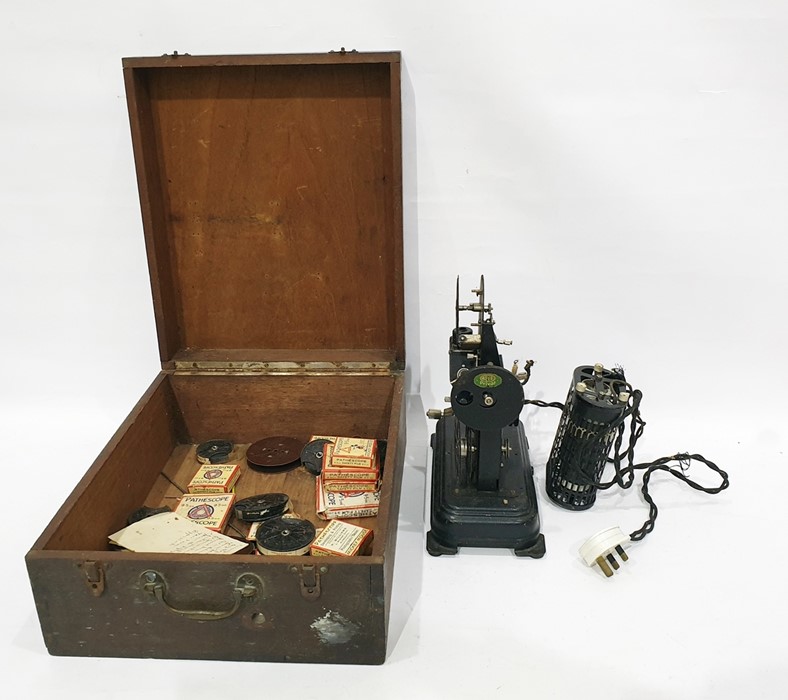 Alef Privat pathescope in box with collection of 9.5mm short films of early Mickey Mouse and others