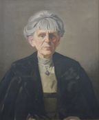 James R G Exley (1878-1967) Oil on canvas  Portrait of Constance Pott artist, 60cm x 50cm