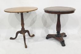 19th century rosewood circular  table with applied moulded edge on faceted hollow support and carved