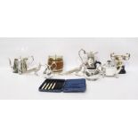 Large quantity of plated ware to include two Victorian teapots with ivory button finials, EPNS