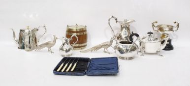 Large quantity of plated ware to include two Victorian teapots with ivory button finials, EPNS