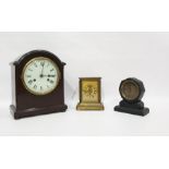 Late 19th century carriage-type clock with music box insert (badly damaged), a small octagonal
