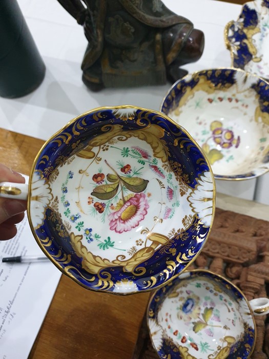 Early Victorian porcelain part tea and coffee service, probably Coalbrookdale of rococo style with - Image 7 of 34